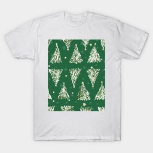 Holiday christmas tree over emerald green background T-Shirt